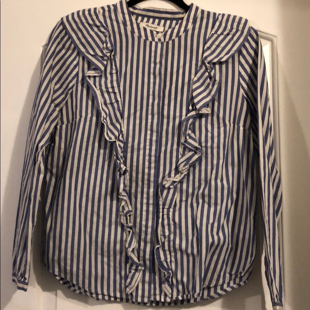 RESERVED COPY - Madewell stripe ruffle button down